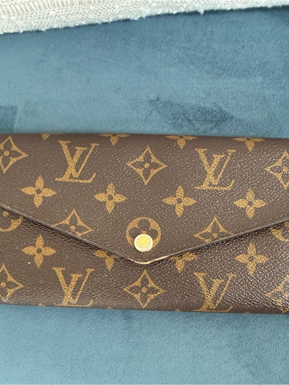 Louis Vuitton Monogram Canvas Envelope Wallet in Brown and Gold